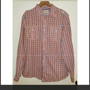 Men's PD&C Blue & White Plaid Button Up L/S Shirt